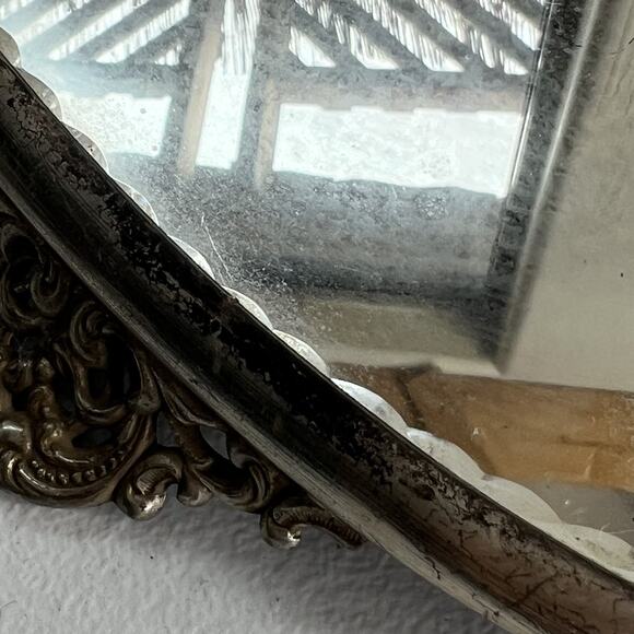 Antique Ornate Table Mirror Plateau Footed 16" Victorian Superior Silver Co. - Picture 13 of 16